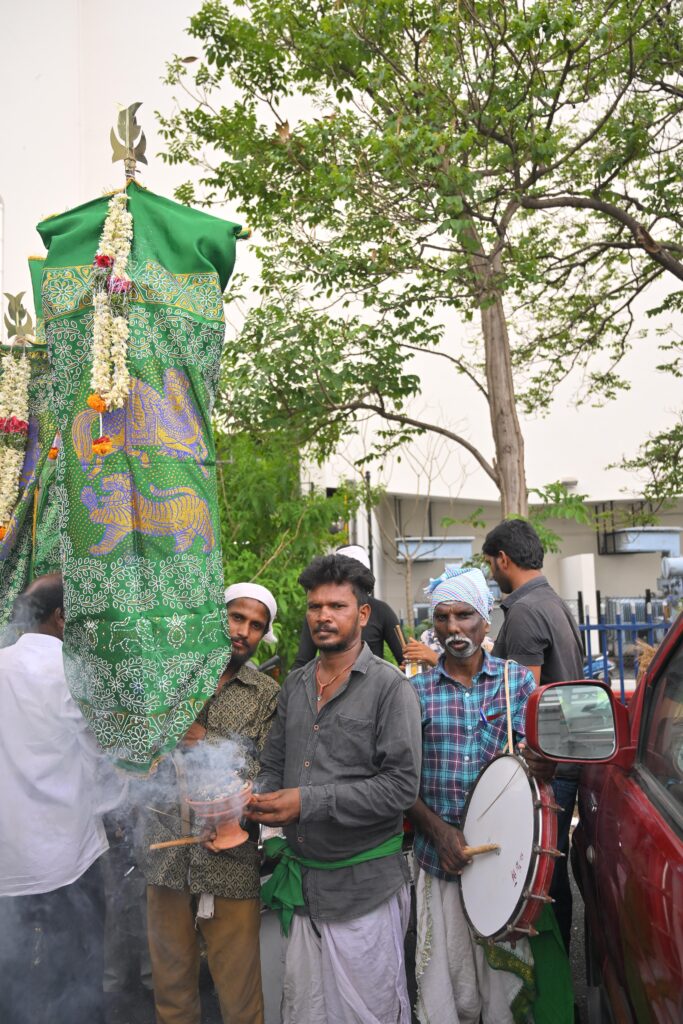 Muharram (Peerla Panduga) Tazia procession in Telangana with devotees carrying beautifully decorated Tazias during Ashura.