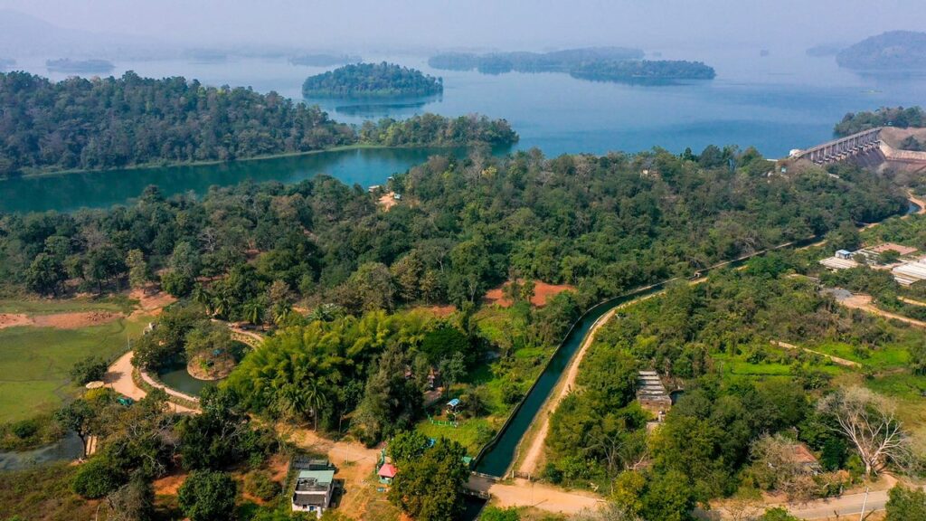 Kinnerasani Wildlife Sanctuary and Kinnerasani Reservoir surrounded by forests in Telangana